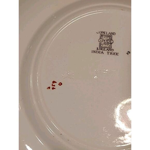 VTG Copeland Spode India Tree Orange Rust 7.½" Scalloped Salad Plate Red Trim - Picture 6 of 10